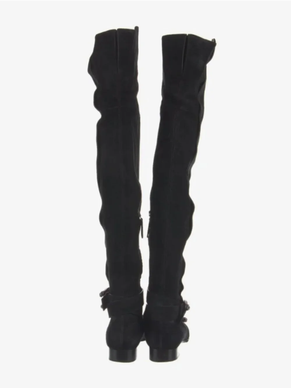 Gucci Suede Over The Knee Boots Womens Sz 9 Black Dionysus Buckles Preppy Formal